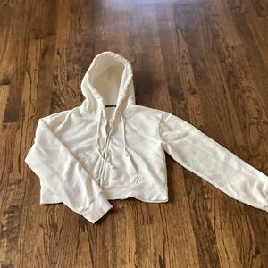 Brandy Melville White Cropped Hoodie